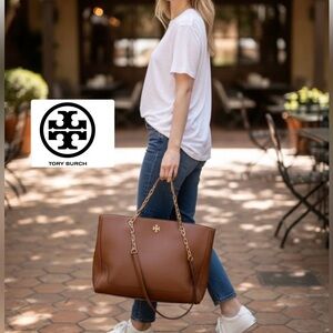Tory Burch Brown Leather Tote Bag